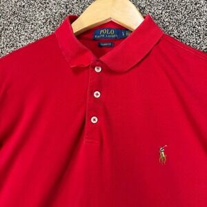 Polo Ralph Lauren Shirt Mens L Classic Fit Red Cotton Flesh Pony‎ Preppy Casual
